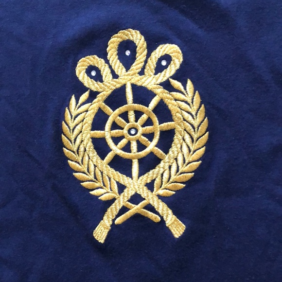 Tara Vanessa ONE SIZE (XL) T-shirt Dark Blue Navy & Gold 4 Crystal Embellished - Picture 5 of 7